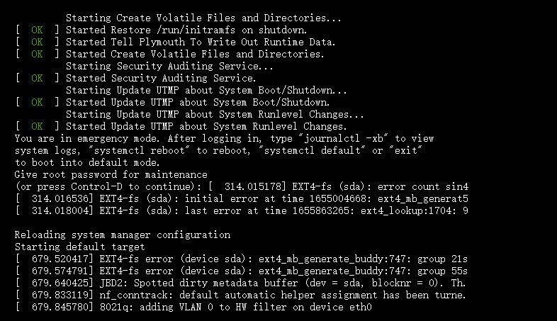 [  314.018004] EXT4-fs (sda): last error at time 1655863265: ext4_lookup:1704: 9   Centos 8 stream